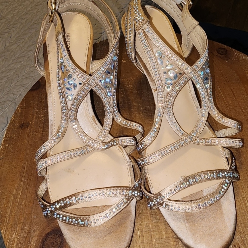 ANTONIO MELANI Tan Embellished Sandals